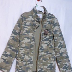 Place Girls' Camo Denim Jacket w/ pink decor